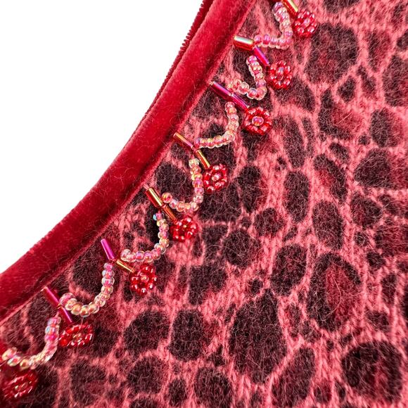 Urchin Mark Eisen Wool Angora Soft Animal Print Beaded Tank Top Women's Size M - Picture 4 of 6